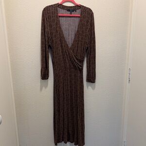 Boden Brown Patterned Long Sleeve Dress Sz: 14L
